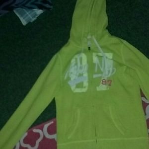 Neon green and yellow aeropostale zip up hoodie